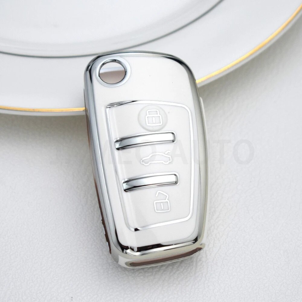 Чехол для ключа Audi Silver Line White