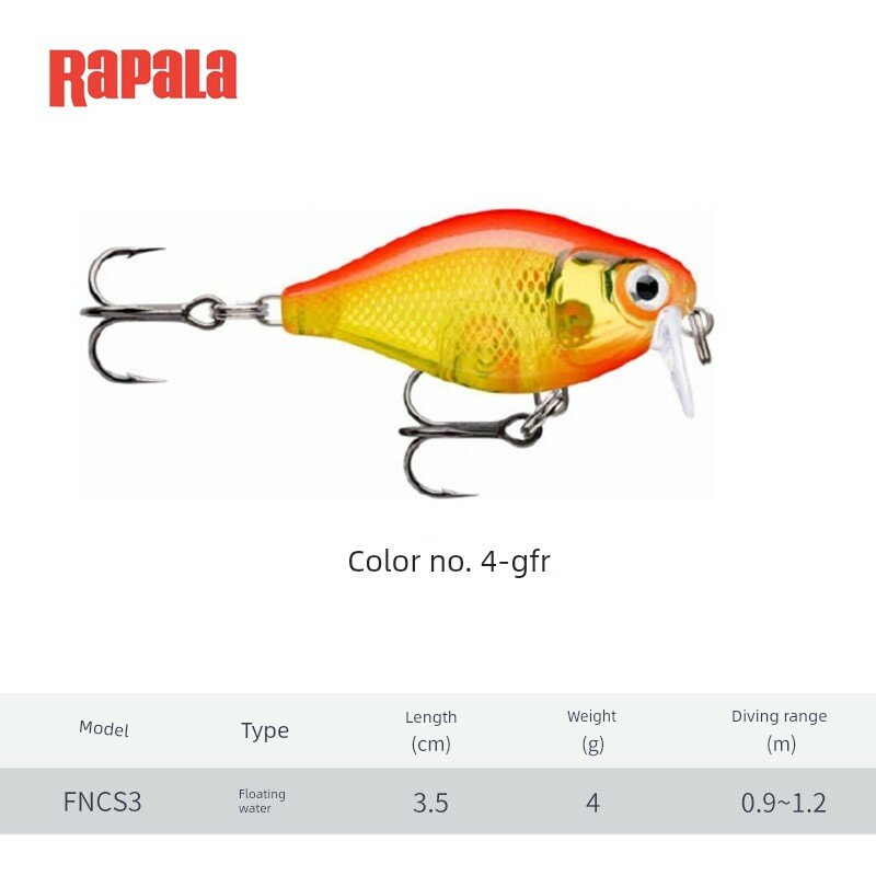 RAPALA FNC Rockin' Little Fat Bass Lure, 3.5 см, 4 г Короткий клюв для пресной и морской воды, Цвет 4