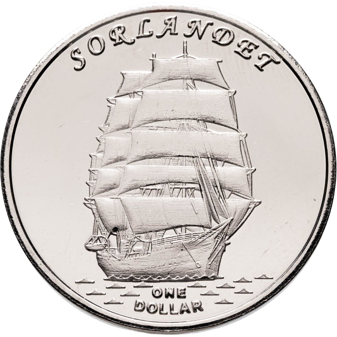 Кирибати, Остров Гилберта 1 доллар 2017 "Корабль Sorlander", Мельхиор медь-никель, в сохранности BUNC