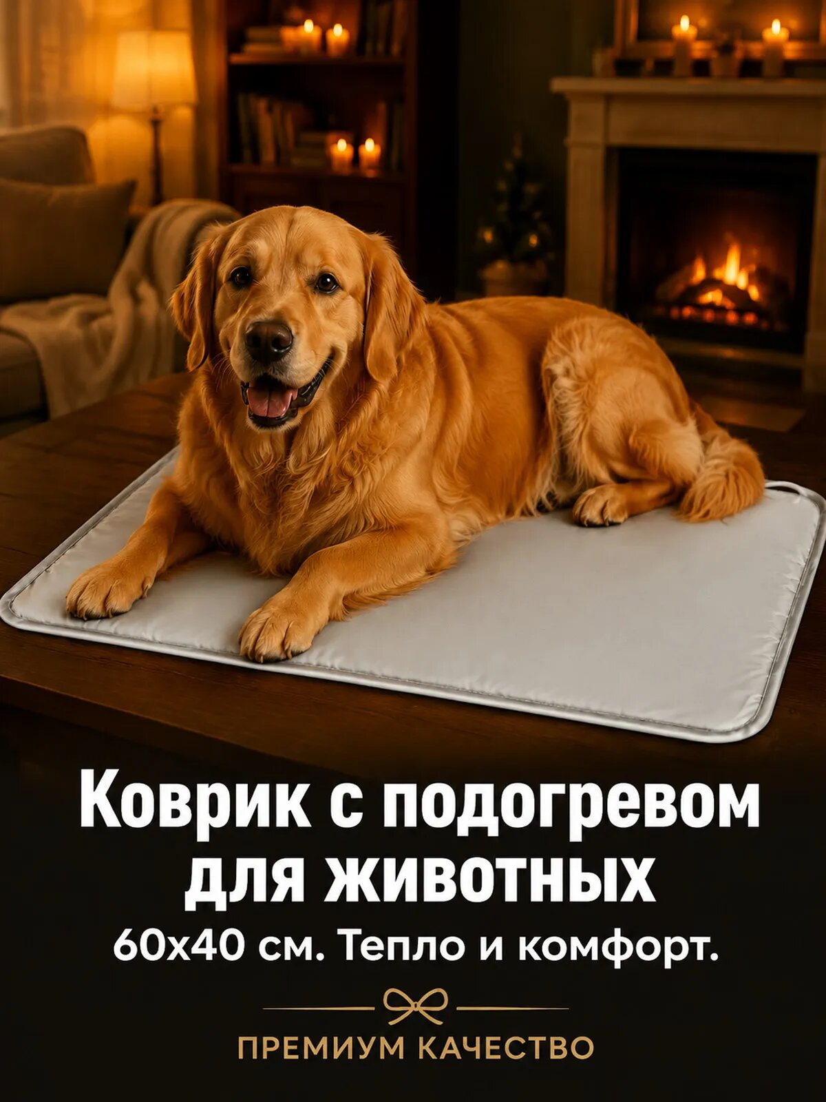 Коврик с подогревом для животных 60x40 см, электрическая грелка с таймером и защитой от перегрева, 9 уровней нагрева 6-48C