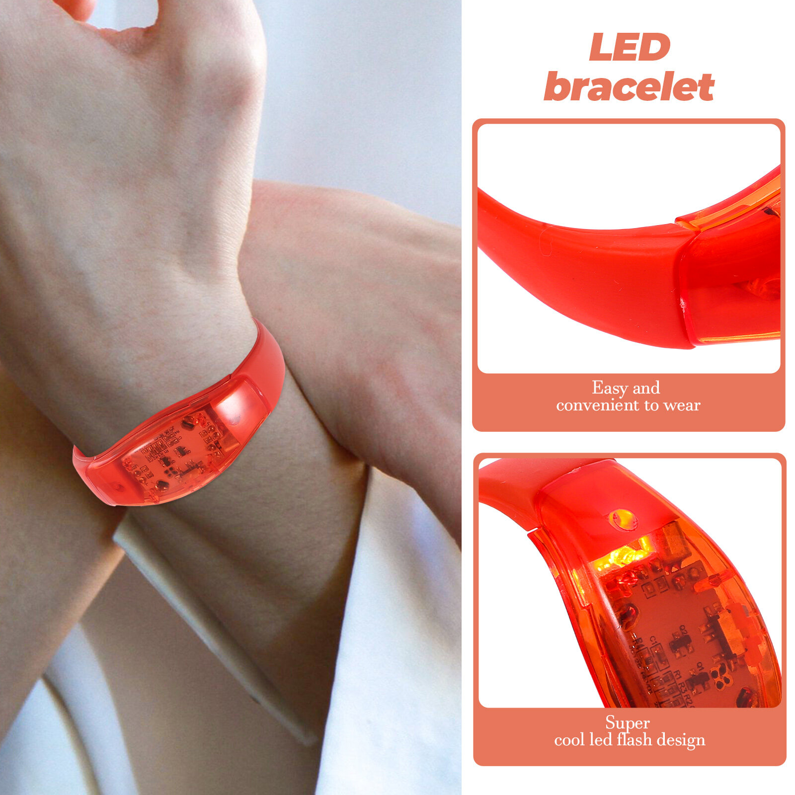 Светящийся Браслет LED С Озвучкой 1 Пcs Идеально Для Фестивалей И Вечеринок 6.00X6.00X2.00CM