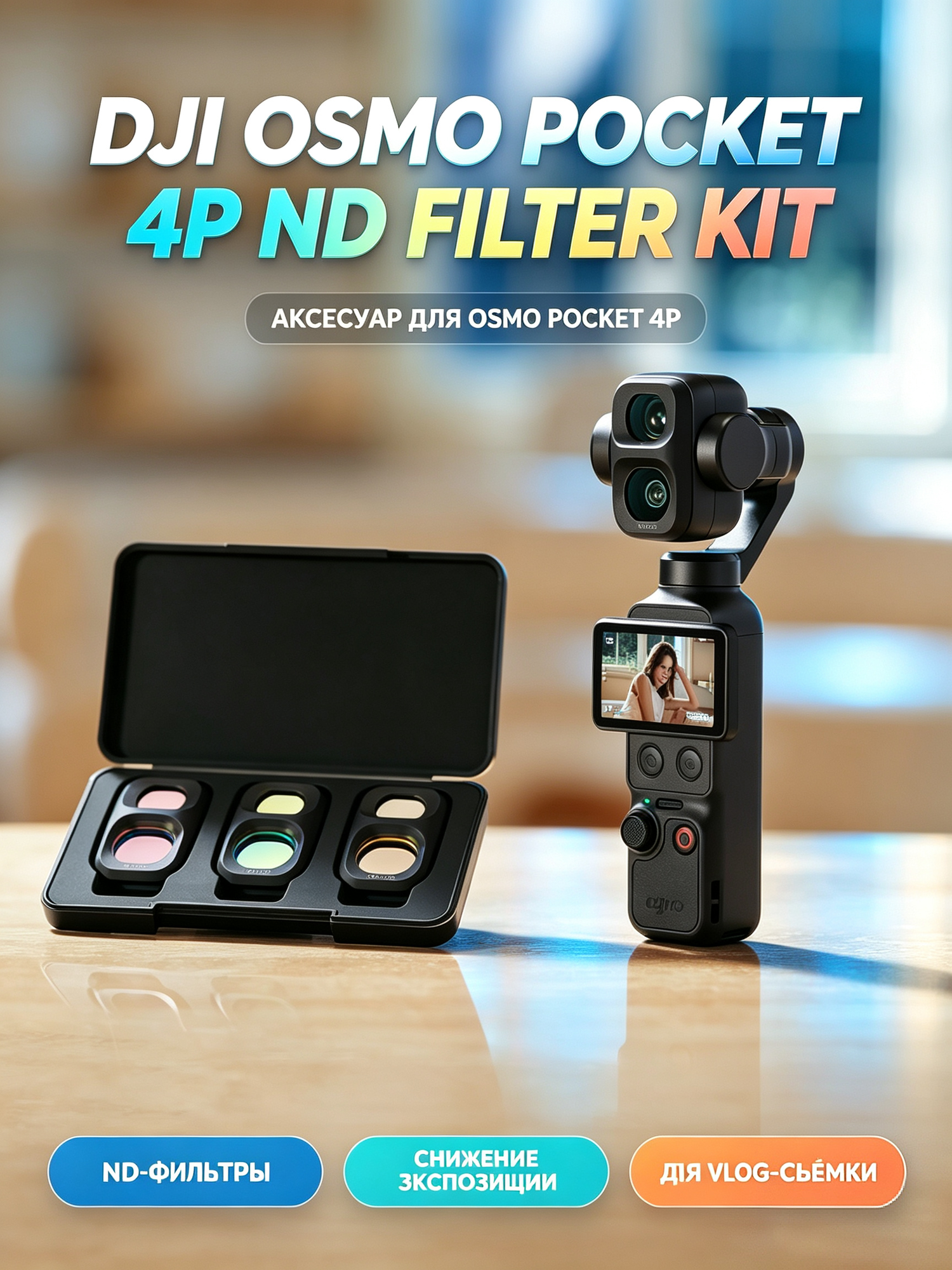 Комплект объективов DJI Osmo Pocket 4P ND, аксессуары Osmo Pocket 4P, аксессуары для карданной камеры DJI