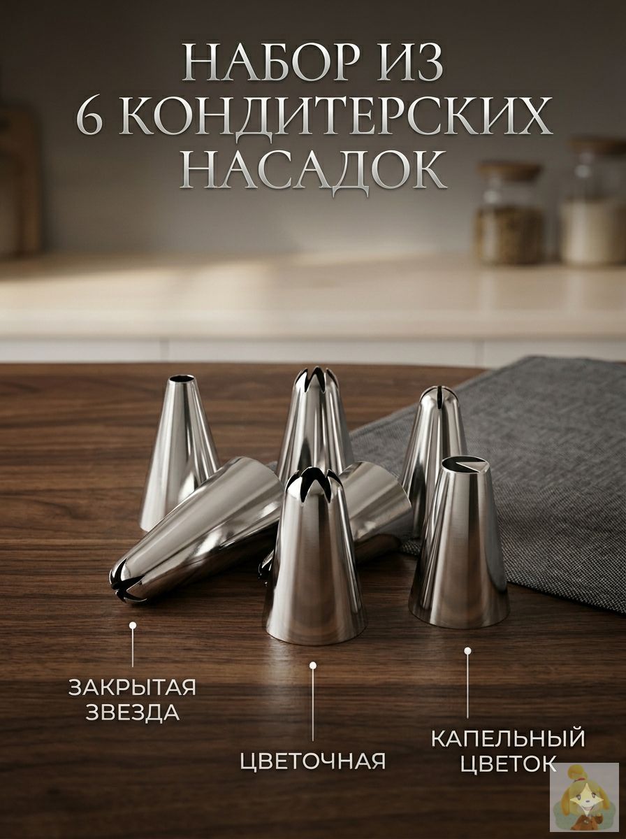 Шприц кондитерский насадок 6 шт мешков 1 шт