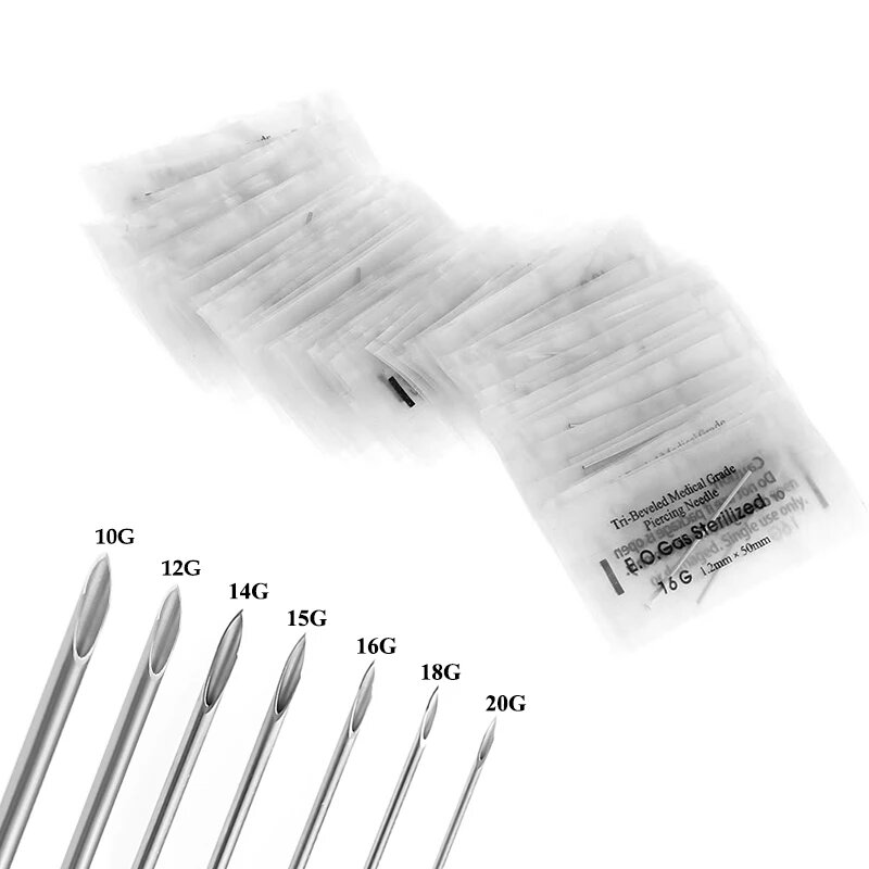 Одноразовые стерильные иглы для пирсинга HONGTU BOBY JEWELRY 5 шт. 14G(1.6mm)