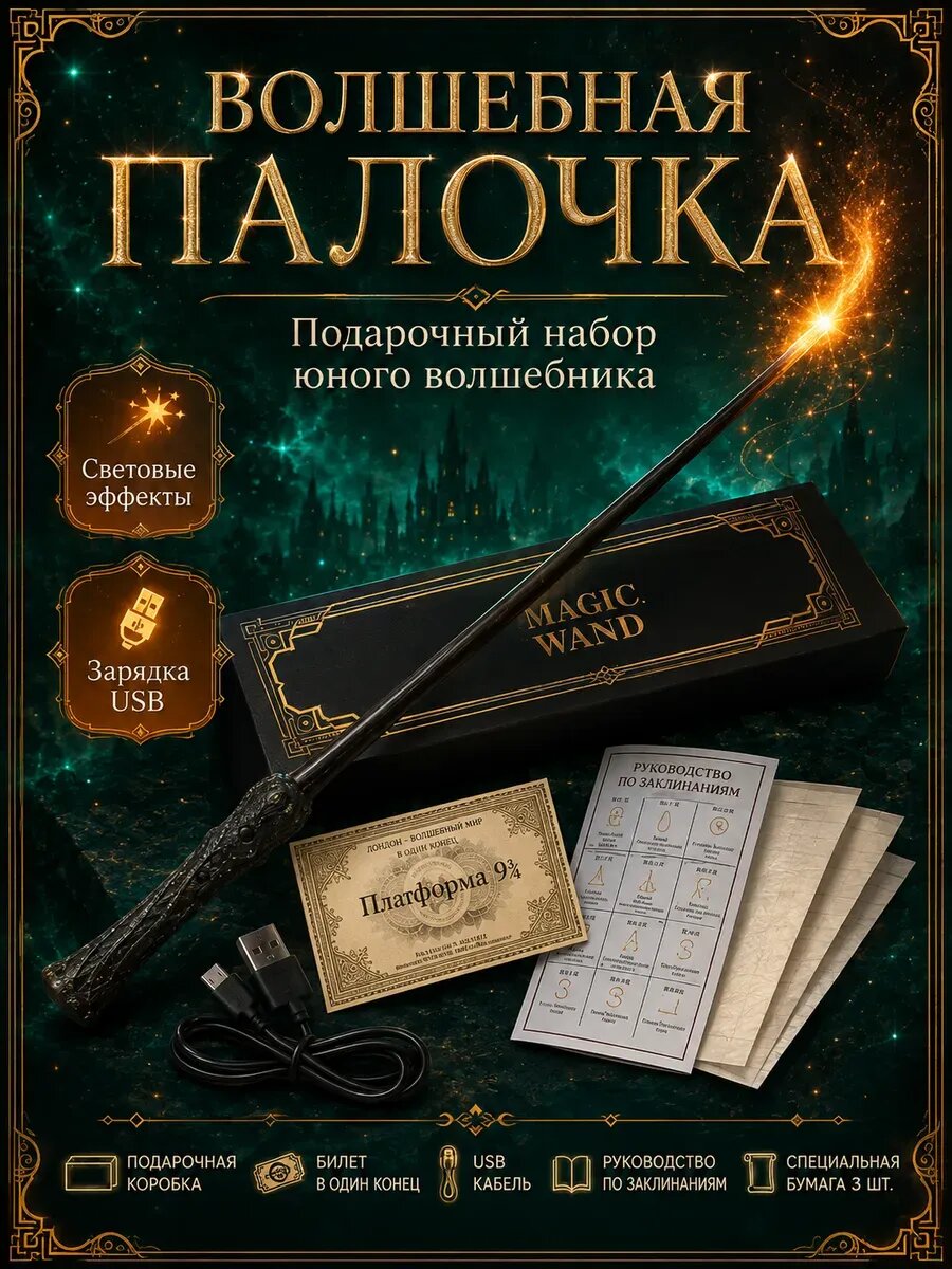 Волшебная палочка Гарри Поттера светящаяся