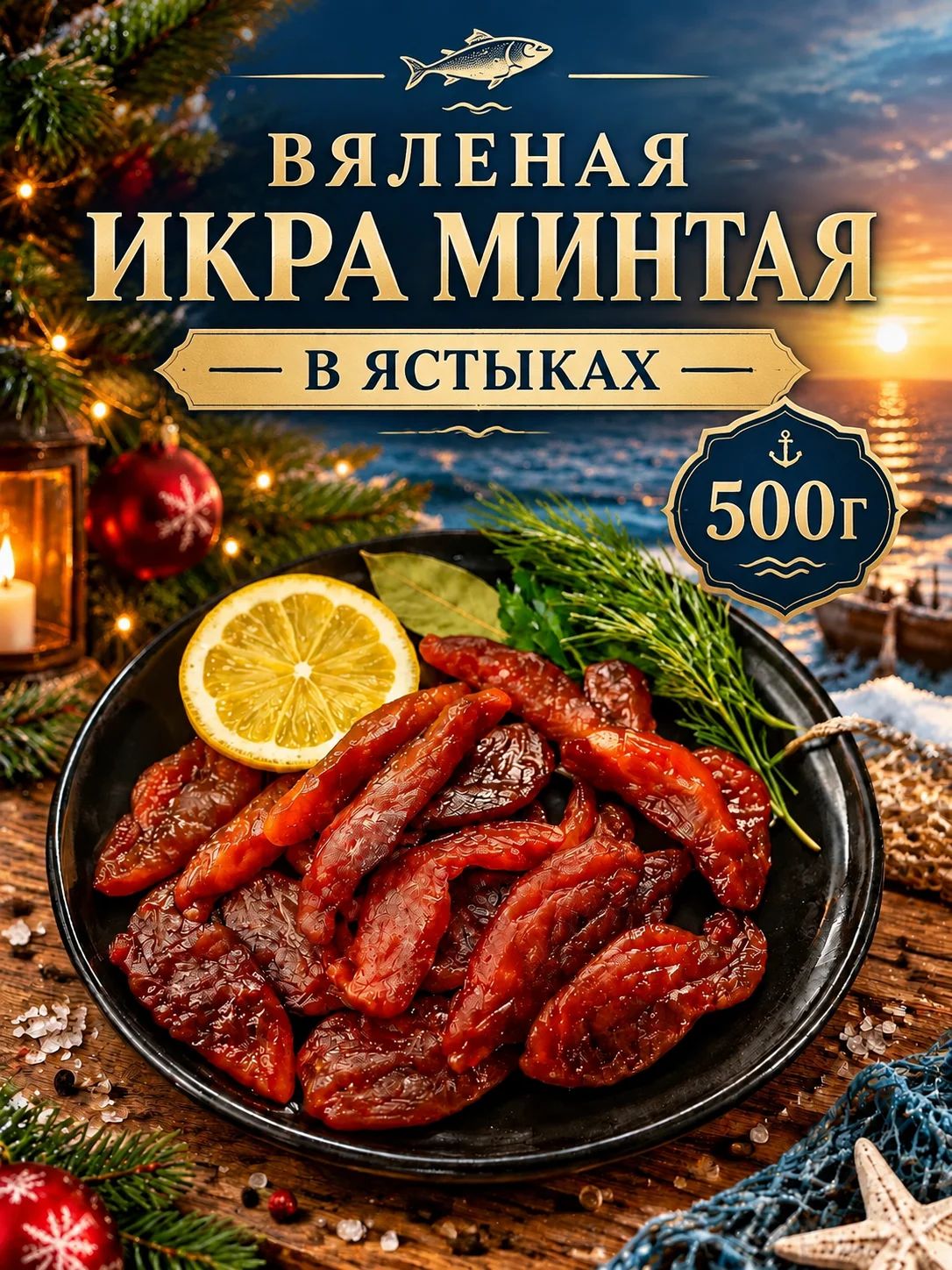 Вяленая икра минтая ястычная 500 г редкий натуральный деликатес