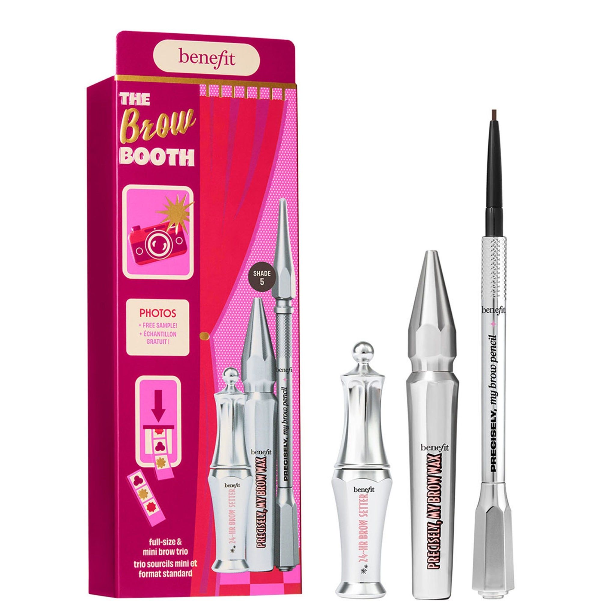 Трик для бровей Benefit The Brow Booth Shade 5, карандаш, воск и гель для бровей