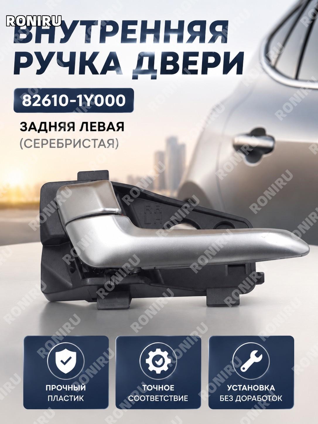Ручка двери автомобиля 82610-1Y000 задняя левая серебристо-белая для замены дверной ручки авто элемент кузова.