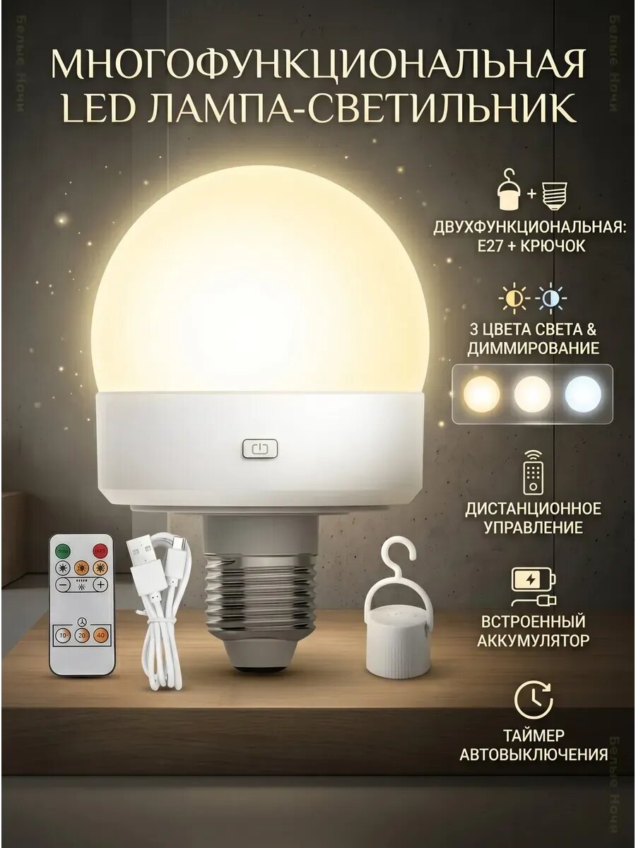 Магнитная LED лампа E27 с пультом RGBW