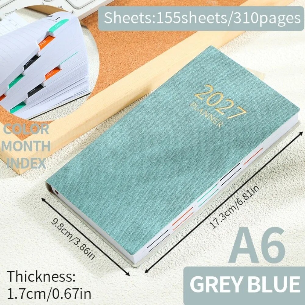 Ежедневник-планер A6 2027 PU Leather Голубой, Grey Blue