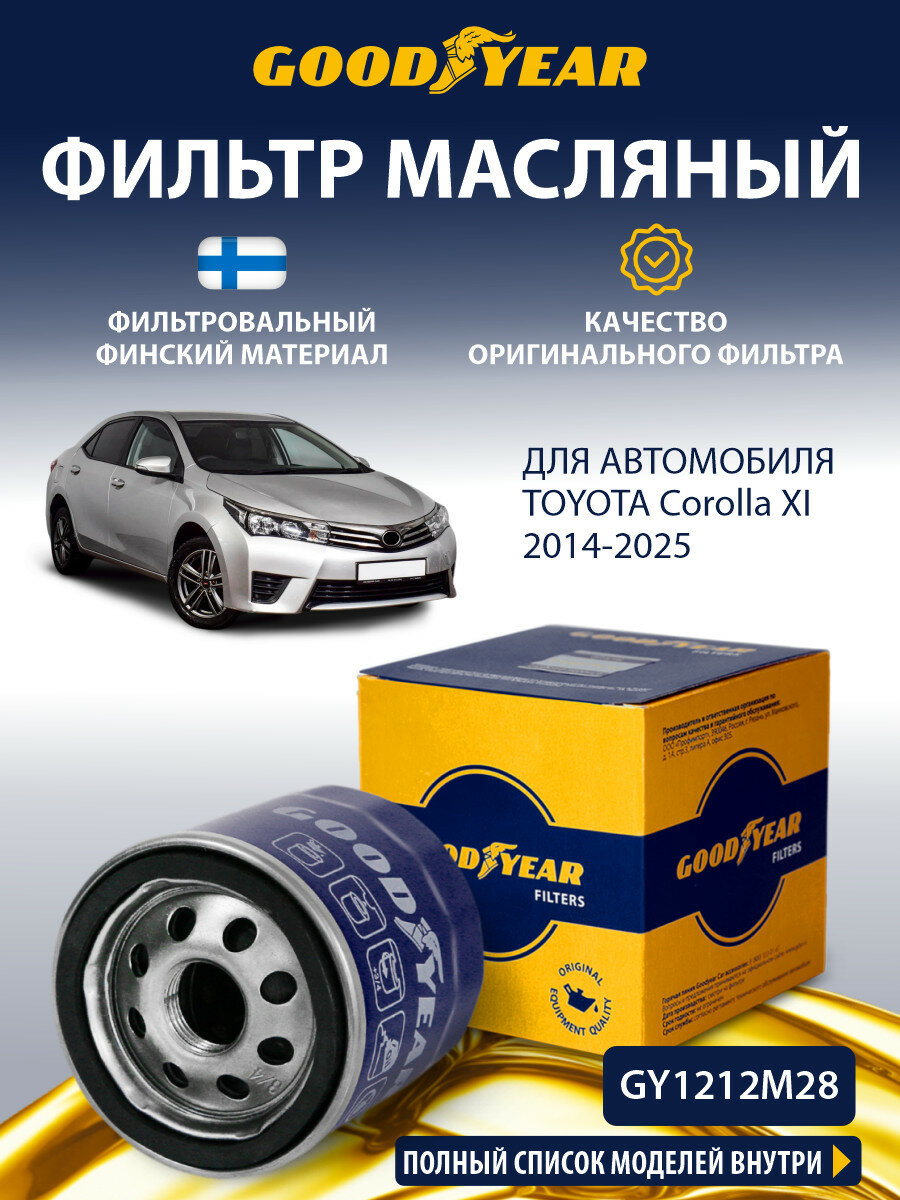 Фильтр масляный TOYOTA Corolla 11 (Тойота Королла 11 1.5 гибрид) 2012-2025