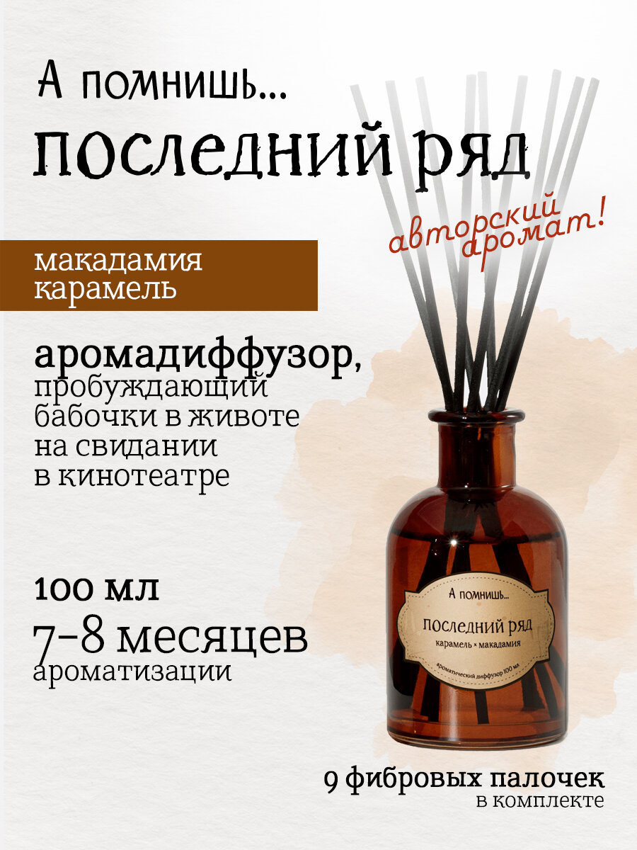 Ароматический диффузор для дома "А помнишь." Последний ряд 100 мл с палочками