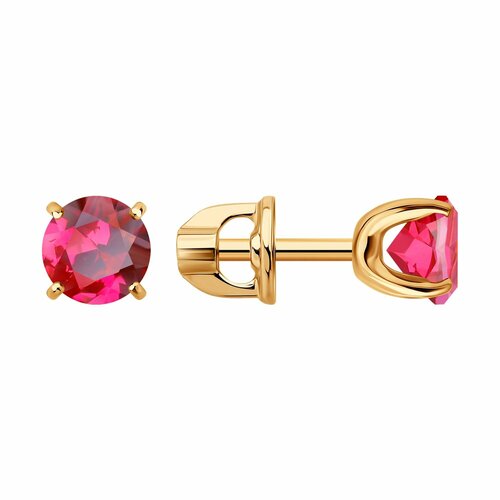 фото Серьги diamant online, красное золото, 585 проба, корунд, длина 0.5 см, , розовый