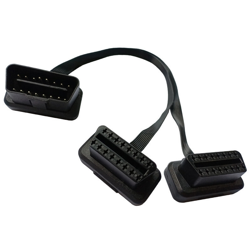 Черный OBD2 9-контактный кабель 0.3 м с 2-портовым разделителем для автомобильной диагностики