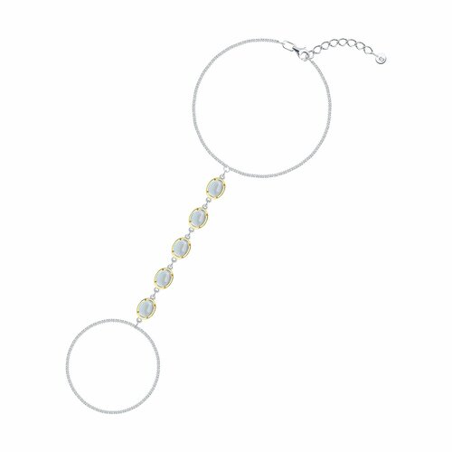 фото Браслет diamant online, серебро, 925 проба, родирование, длина 17 см., прозрачный