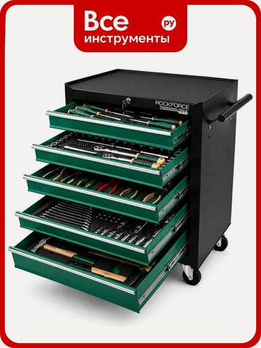 Изображение товара Тележка инструментальная Rockforce 216 предметов 5 ящиков RF LIGHT-RF-55317-216L(66866)
