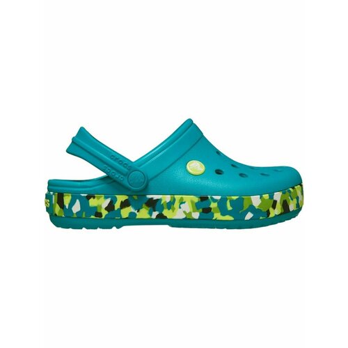 фото Сабо crocs crocband glow confetti band clog t, размер c5 us, зеленый