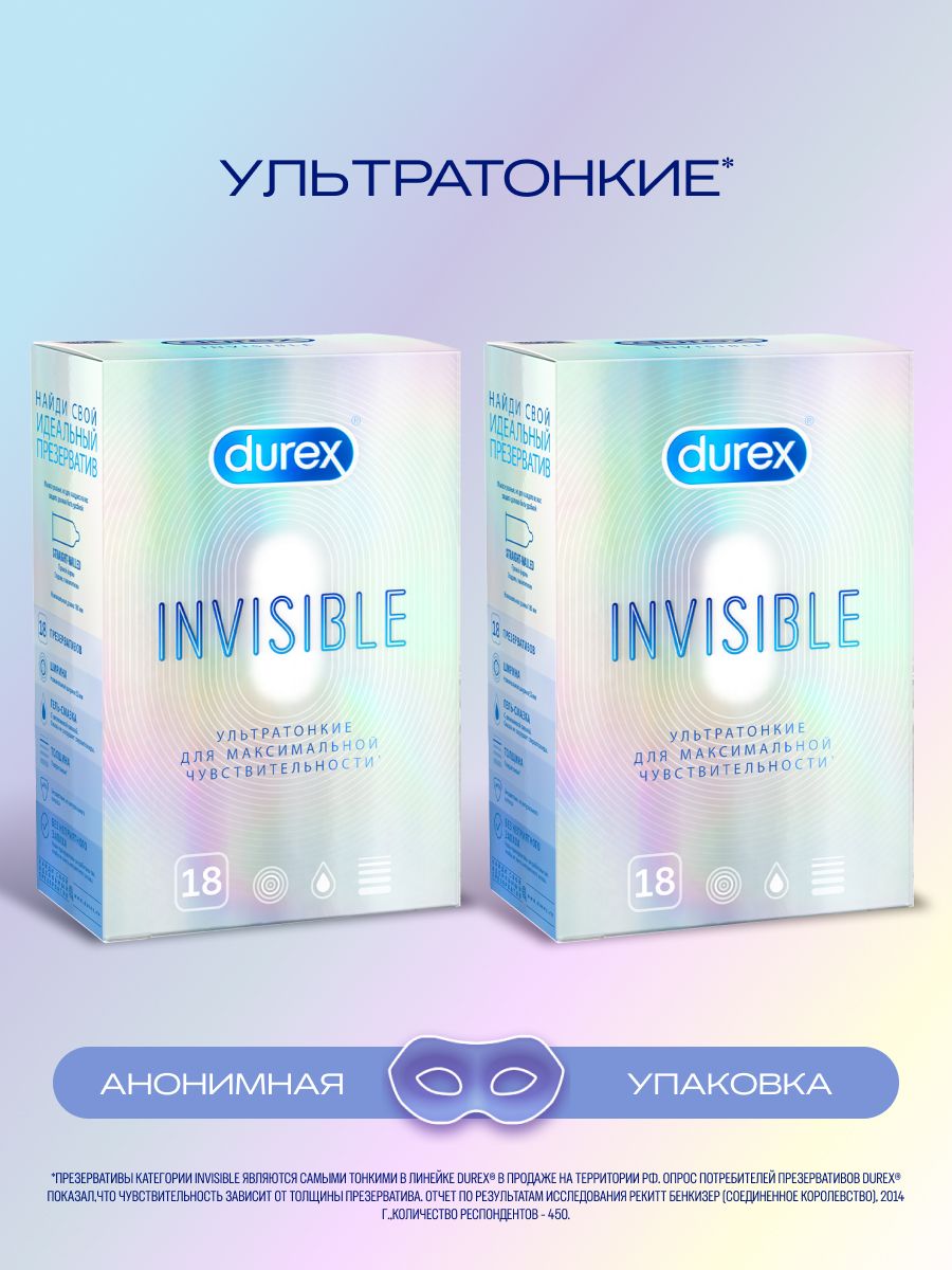 Презервативы Durex Invisible ультратонкие для максимальной чувствительности 36 шт (2x18шт)