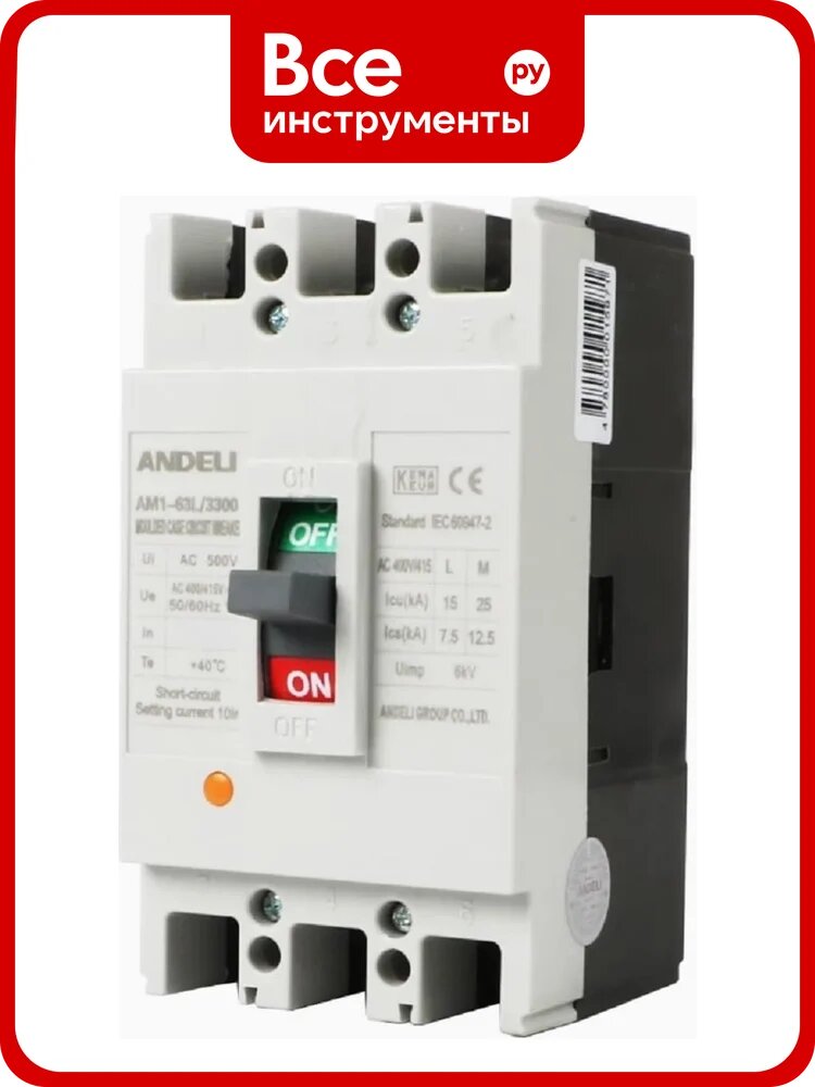 Автоматический выключатель ANDELI AM1-63L/3P 25A 25KA артикул ADL06-004