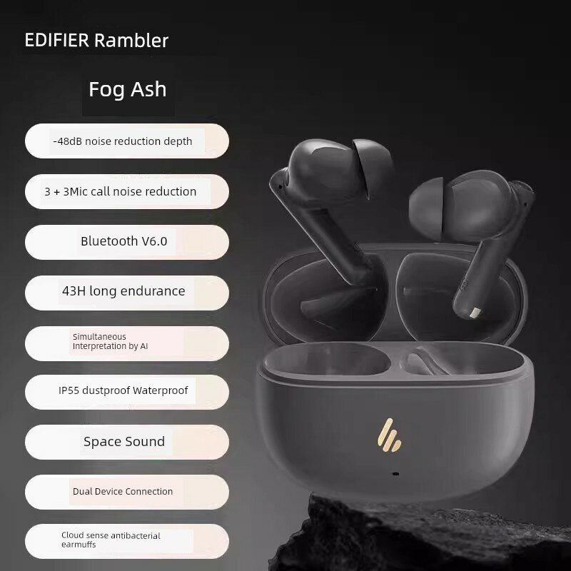 Edifier X5 Evo истинно беспроводные Bluetooth наушники с активным шумоподавлением, спортивный класс, светло-серый
