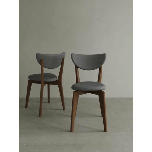 фото Стул для кухни rogoletto comfort, мягкий со спинкой, массив дуба, серый + орех, 1 шт place it home
