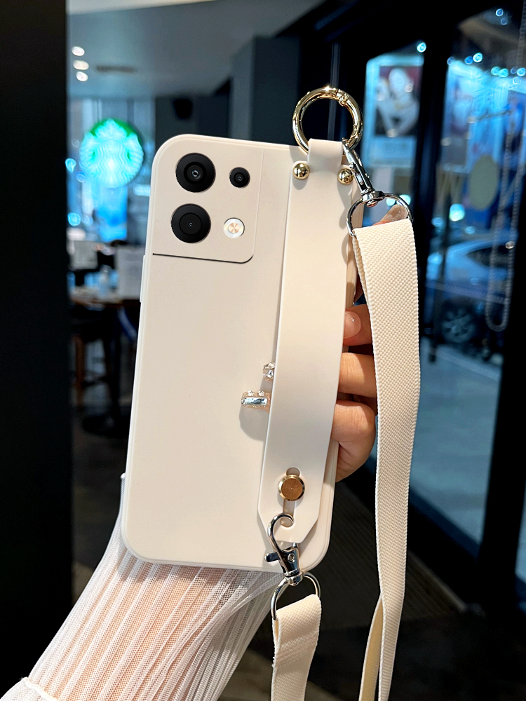 OPPO Reno2 Античный белый чехол с запястным ремнем и бесплатным ремнем для мобильного телефона