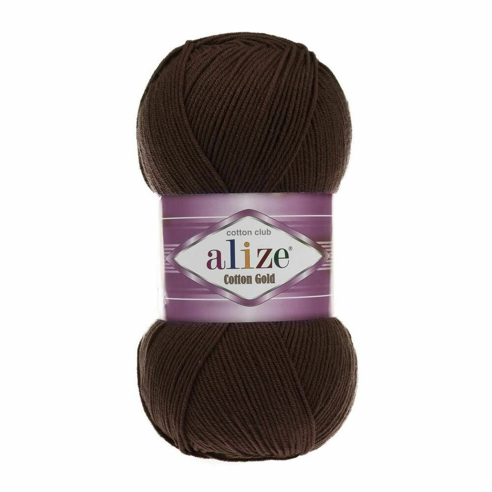 Пряжа для вязания Cotton Gold Alize 1 моток (330 м, 100 гр), цвет 26 коричневый