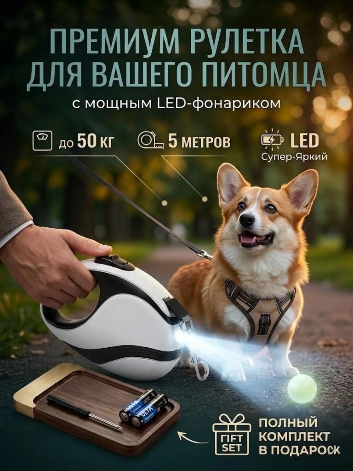 Поводок-рулетка DOKViL Premium 5 м до 45 кг