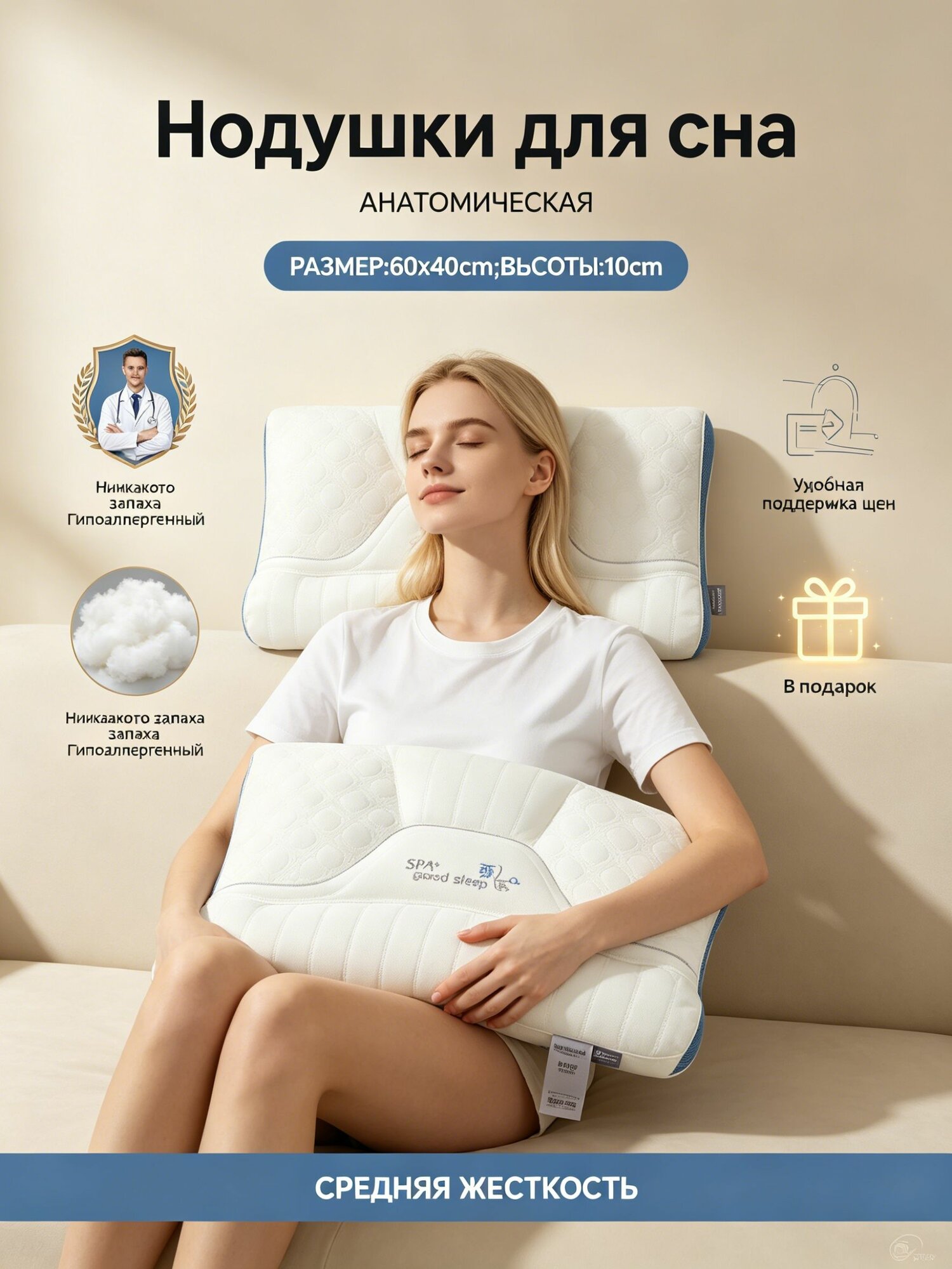 Подушка для беременных и кормящих 160x400 см 1 шт пена balance foam I образная с эффектом памяти, охлаждающая