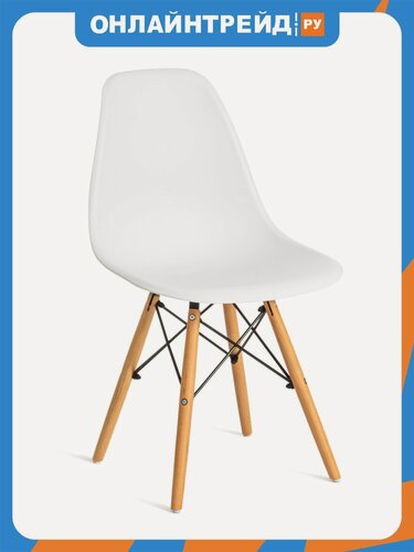 Изображение товара Стул Tetchair CINDY (EAMES) (mod. 1801) / 1 шт. в упаковке, дерево бук/металл/сиденье пластик, 45x51x82 см, White (белый)