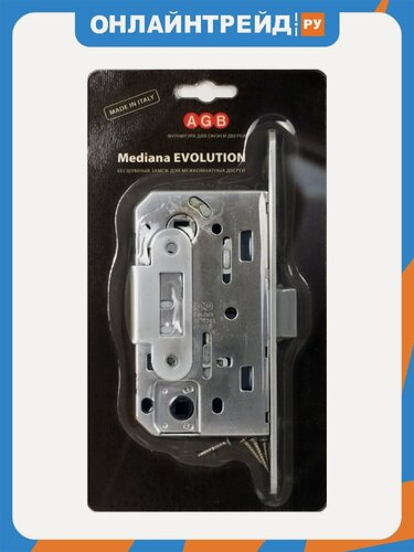Изображение товара Замок межкомнатный бесшумный Agb MEDIANA EVOLUTION WC+отв. планка, хром (B01102.50.06.567)