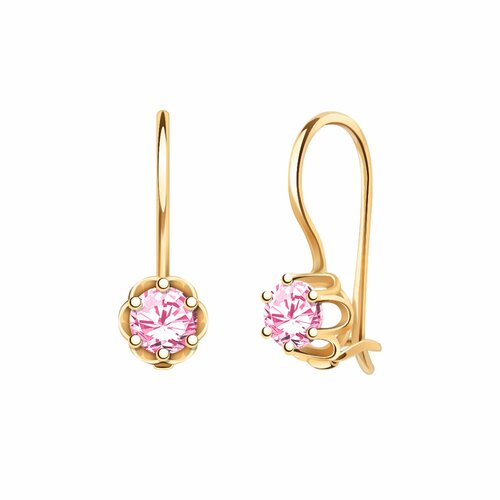 фото Серьги diamant online, красное золото, 585 проба, фианит, длина 1.6 см, , розовый