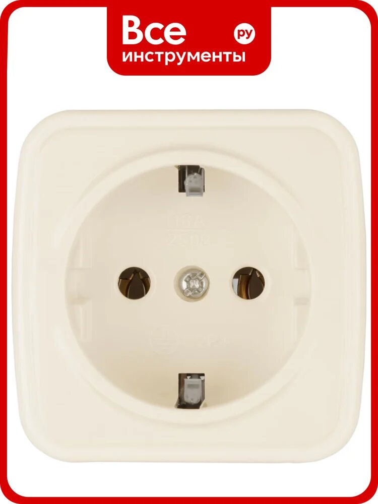 Розетка TDM ELECTRIC слоновая кость 2П+З открытой установки IP20 16А, серия "Дача" Народная SQ1824-0021