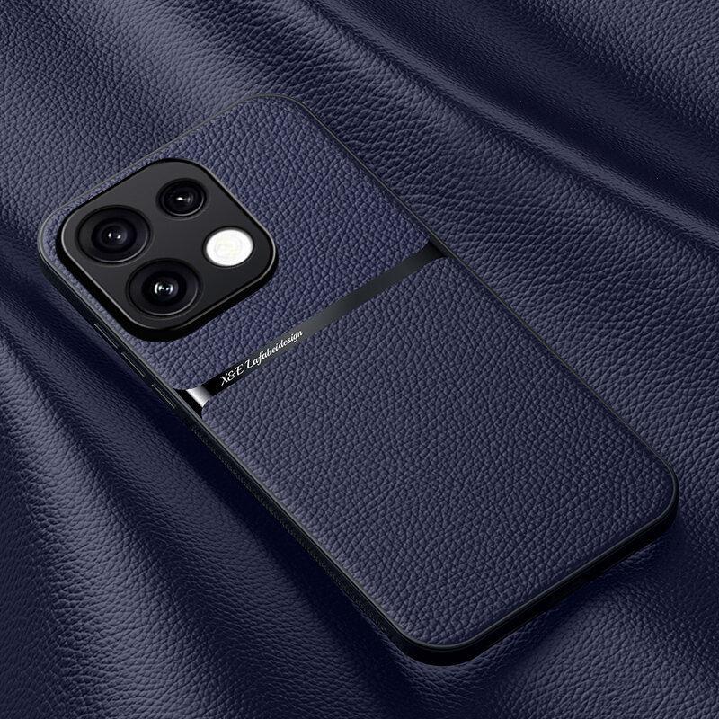 Роскошная кожа чехол для OPPO Reno16 Pro 5G , c защитой камеры, Встроенная металлическая железная пластина