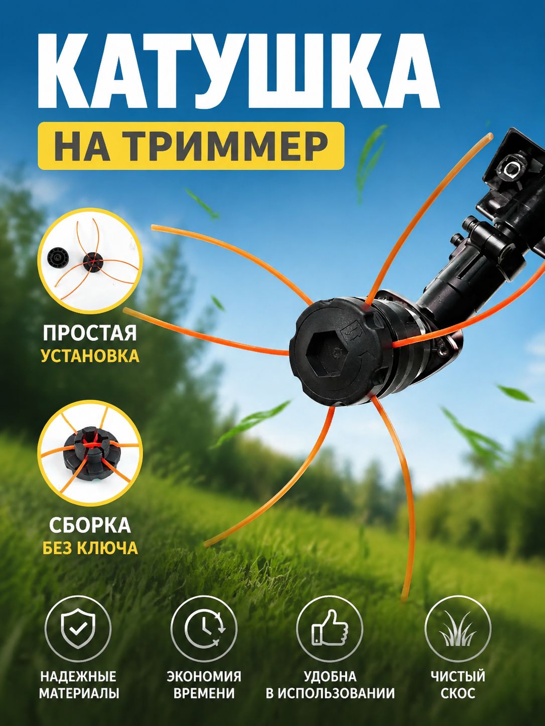 Катушка для триммера полуавтомат 4 мм