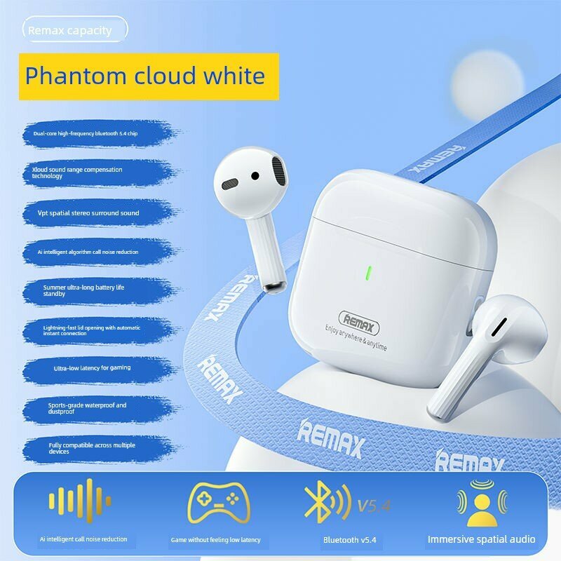 REMAX Bluetooth Наушники с шумоподавлением, высококачественным звуком, длительным сроком службы батареи для музыки, игр