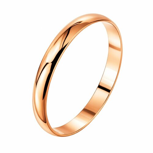 фото Кольцо обручальное 585gold, красное золото, 375 проба, размер 18, ширина 3 мм, красный