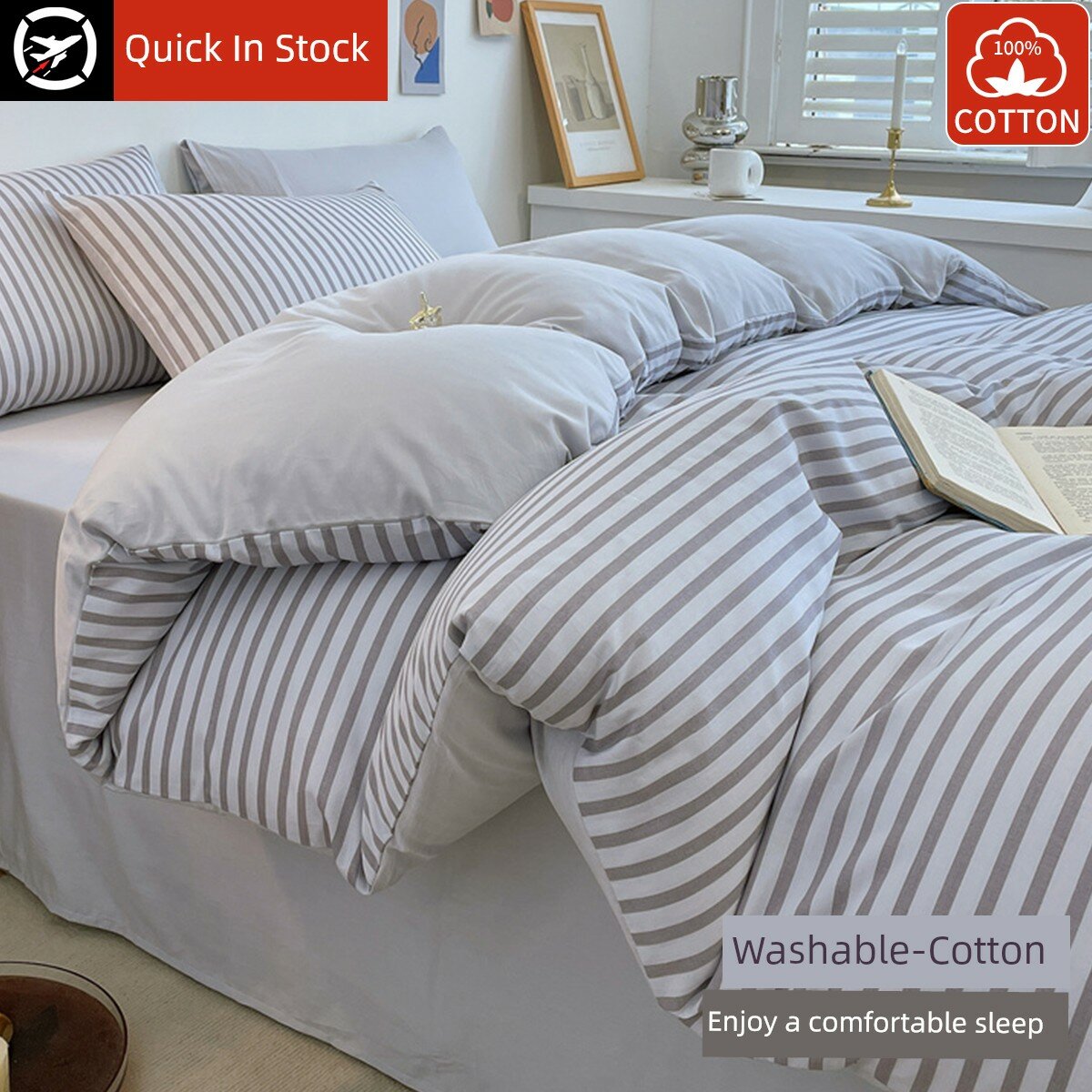Пододеяльник MUJI из чистого хлопка, одинарный, 150x200x230, комплект из трех предметов для осени и на все сезоны, 4