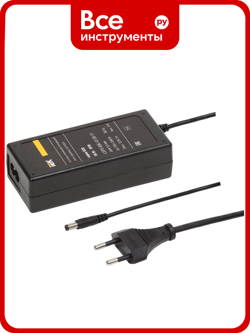 Драйвер IEK LED ипсн, 36Вт, 12В, сетевая вилка-блок-JacK, 5.5мм, IP20 LSP2-036-12-20-11