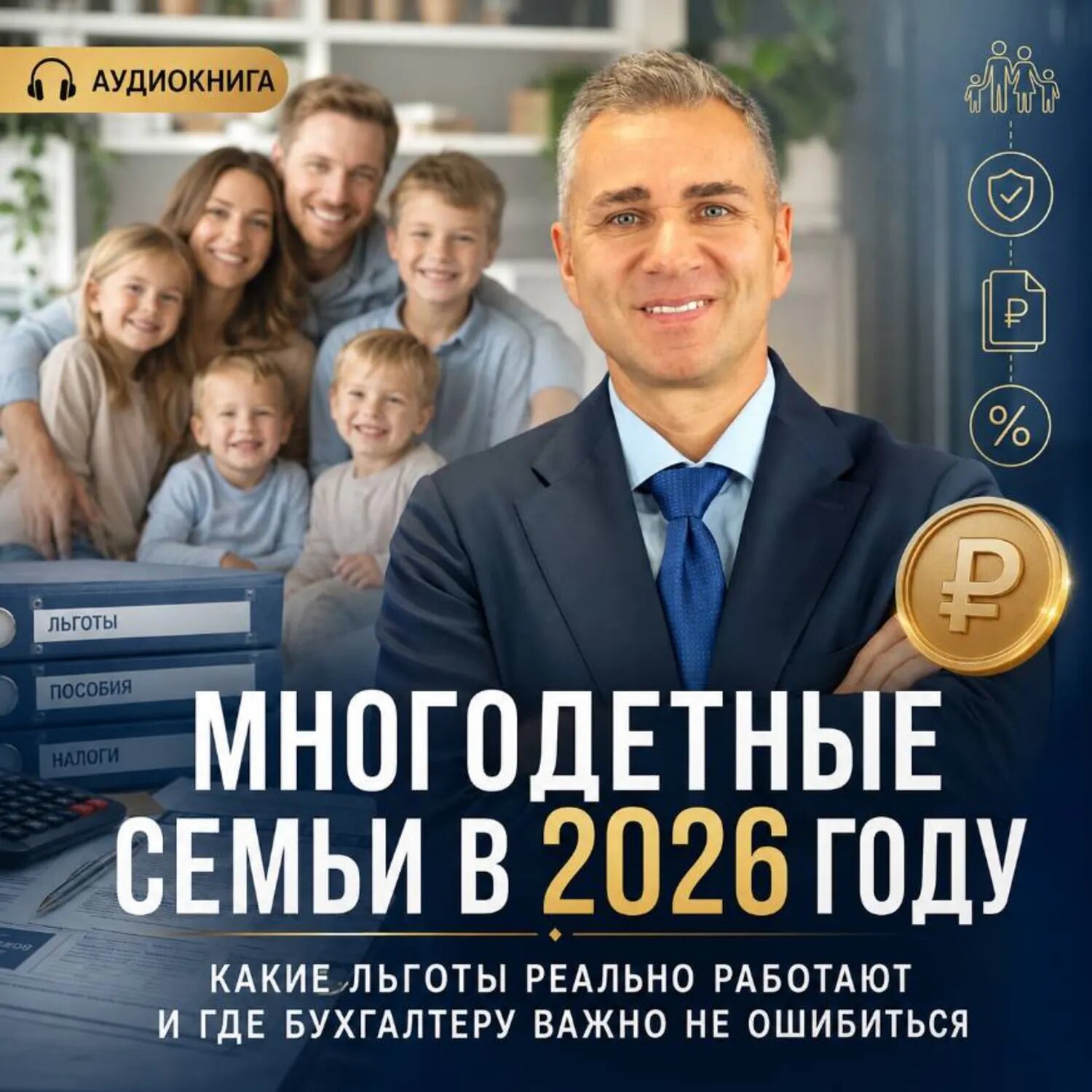 Многодетные семьи в 2026 году: какие льготы реально работают и где бухгалтеру важно не ошибиться [Аудиокнига]
