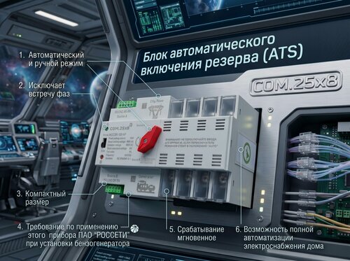 Изображение товара Блок автоматического ввода резерва COM.25X8 МDQ5R-100/4р 100А, 380В