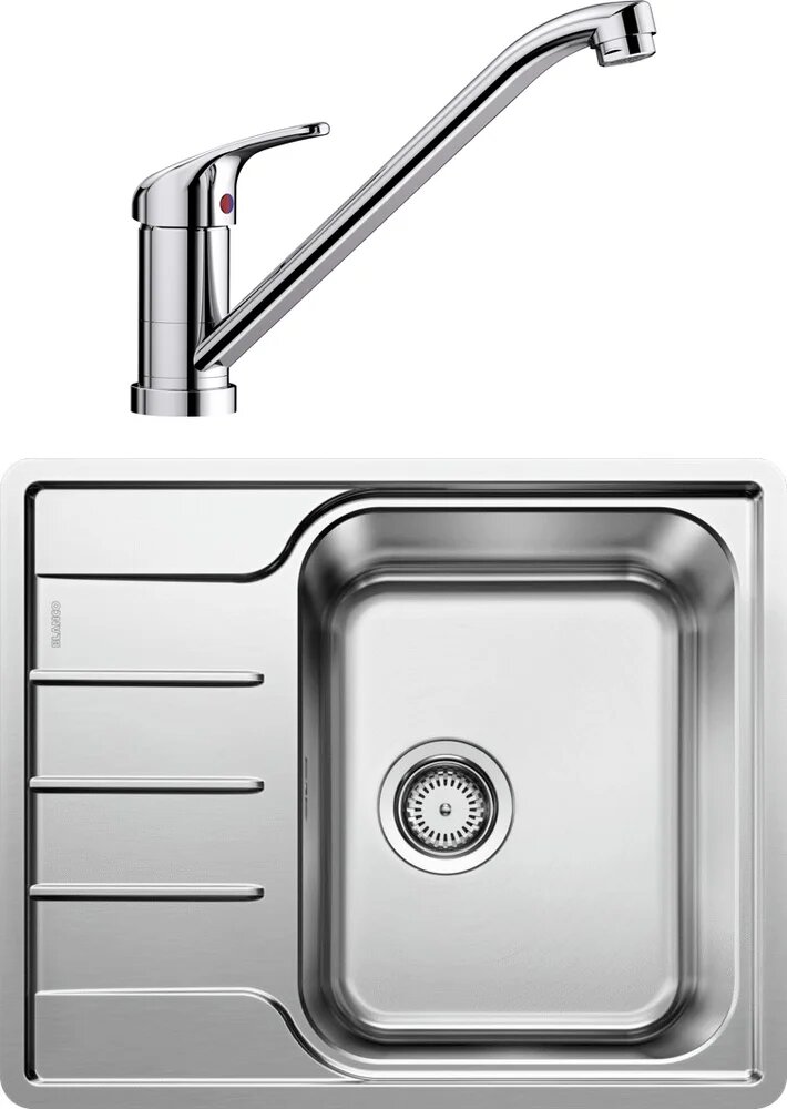 Комплект Мойка Blanco Lemis 45 S-IF Mini 525115 60x50, сталь, нержавеющая сталь / Смеситель Daras 524179 глянцевый хром, латунный