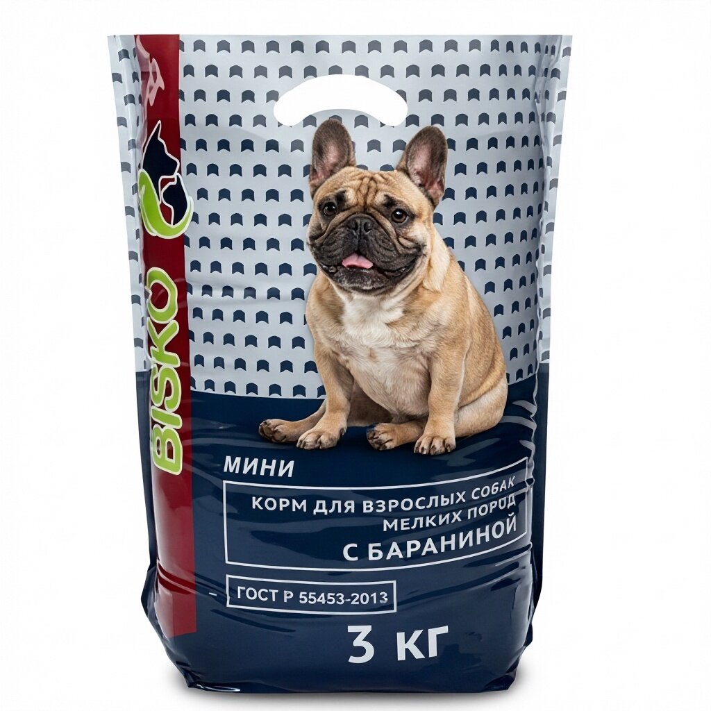 Биско Мини с бараниной 3 кг. Корм сухой для взрослых собак мелких пород