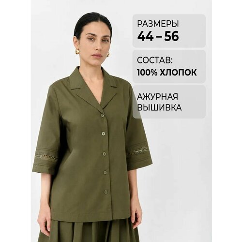 фото Рубашка fabretti, размер 54, зеленый/хаки