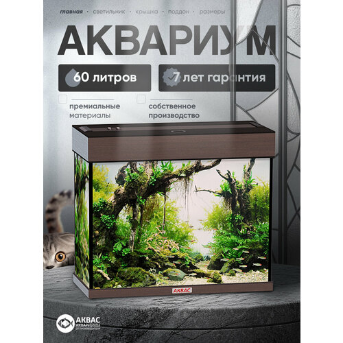 фото Аквариум 60 литров с крышкой и освещением, (57*26*49 см) аквас