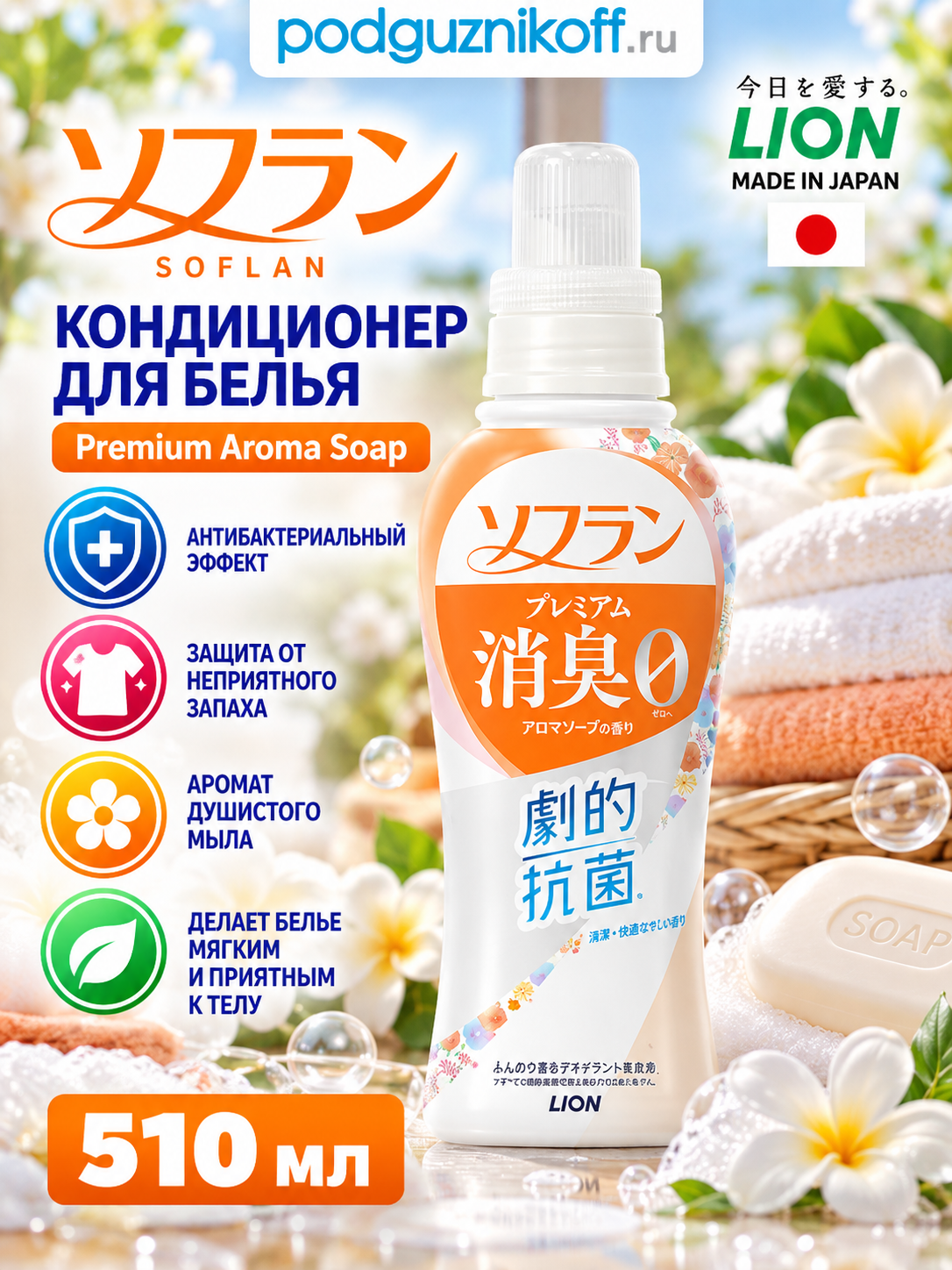Кондиционер для белья Soflan парфюмированный 510 мл