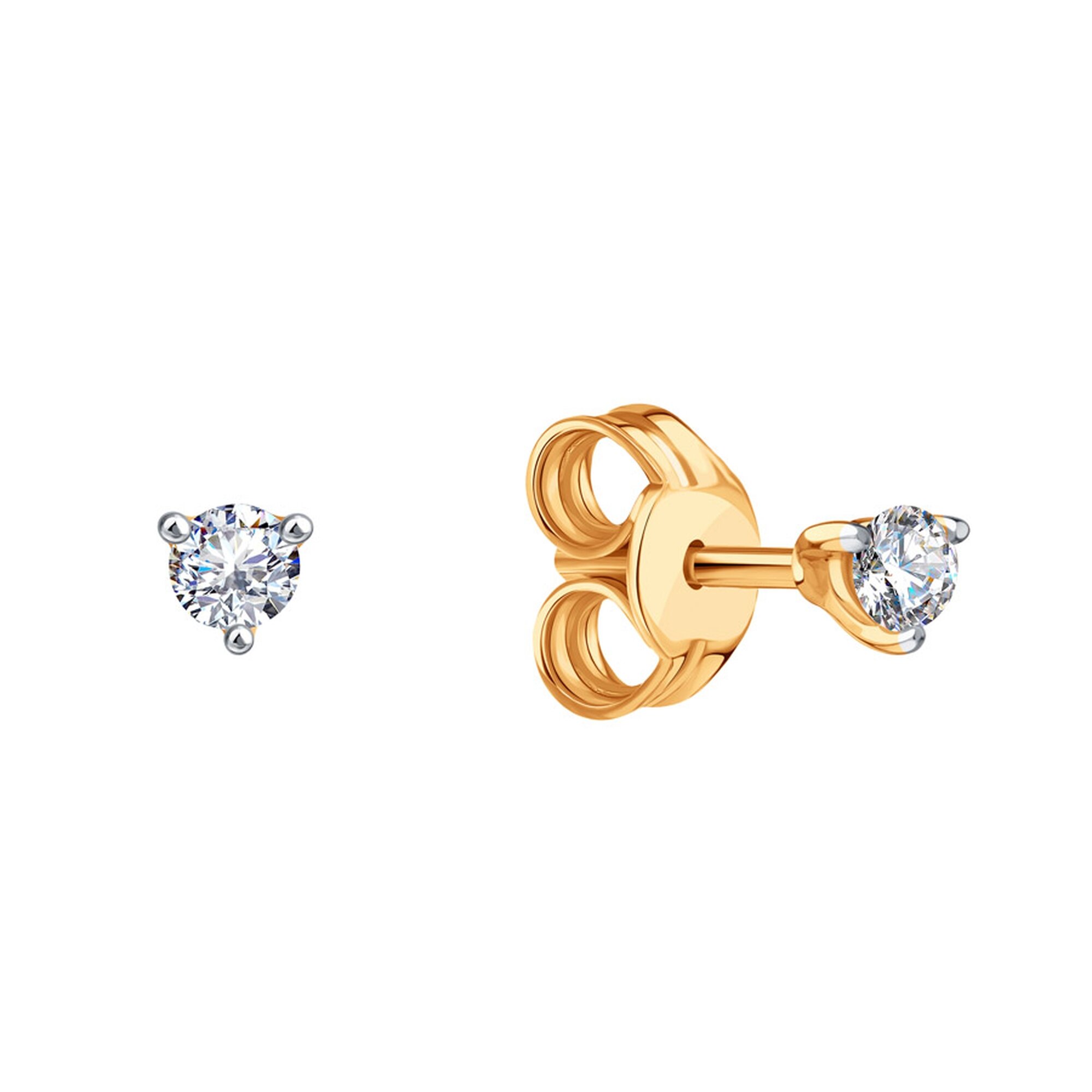 Серьги Diamant online, красное золото, 585 проба, бриллиант