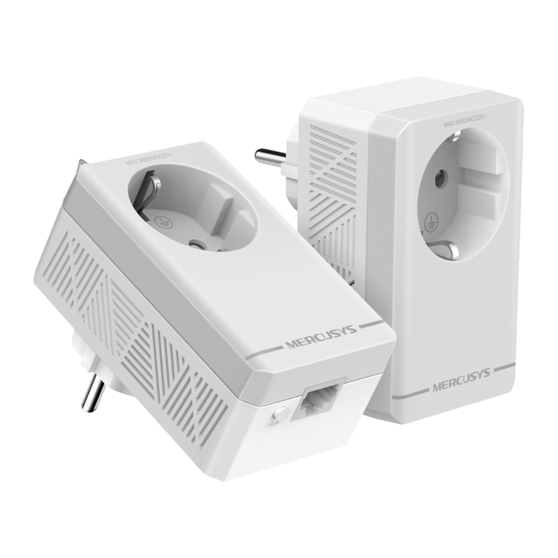 Комплект Powerline-адаптеров Mercusys MP300P KIT AV600 с розеткой, 2 адаптера, 100 Мбит/с MP300PKIT
