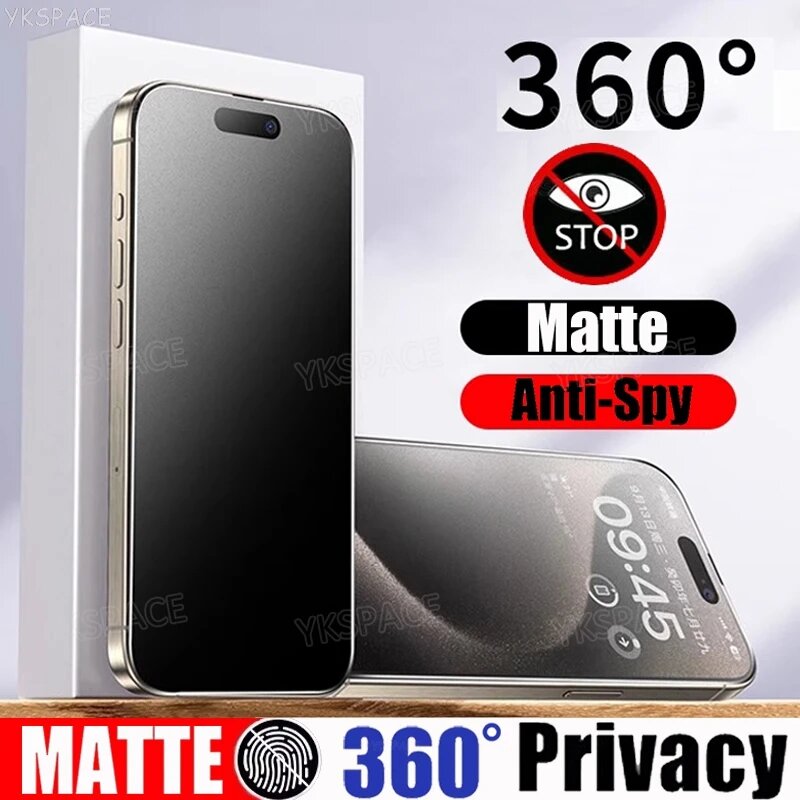 Матовый 360 ° Защитное стекло с 4-сторонней защитой от Айфон 16 Про Макс, 2 Pieces Glass