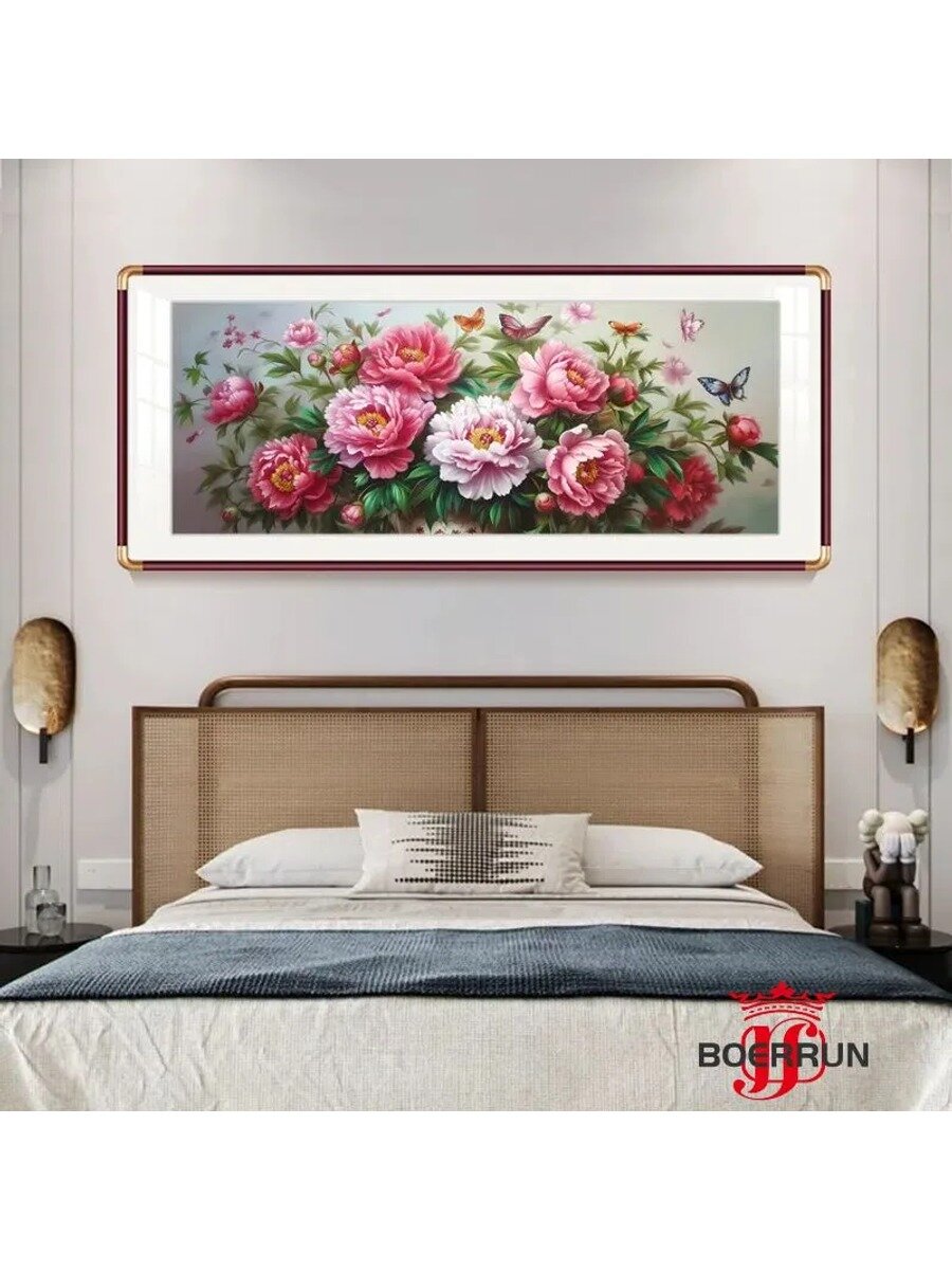Набор для вышивания крестом, вышивка крестиком Пион, 11CT 180x74cm, полная зашивка (без подрамника, без рамки)